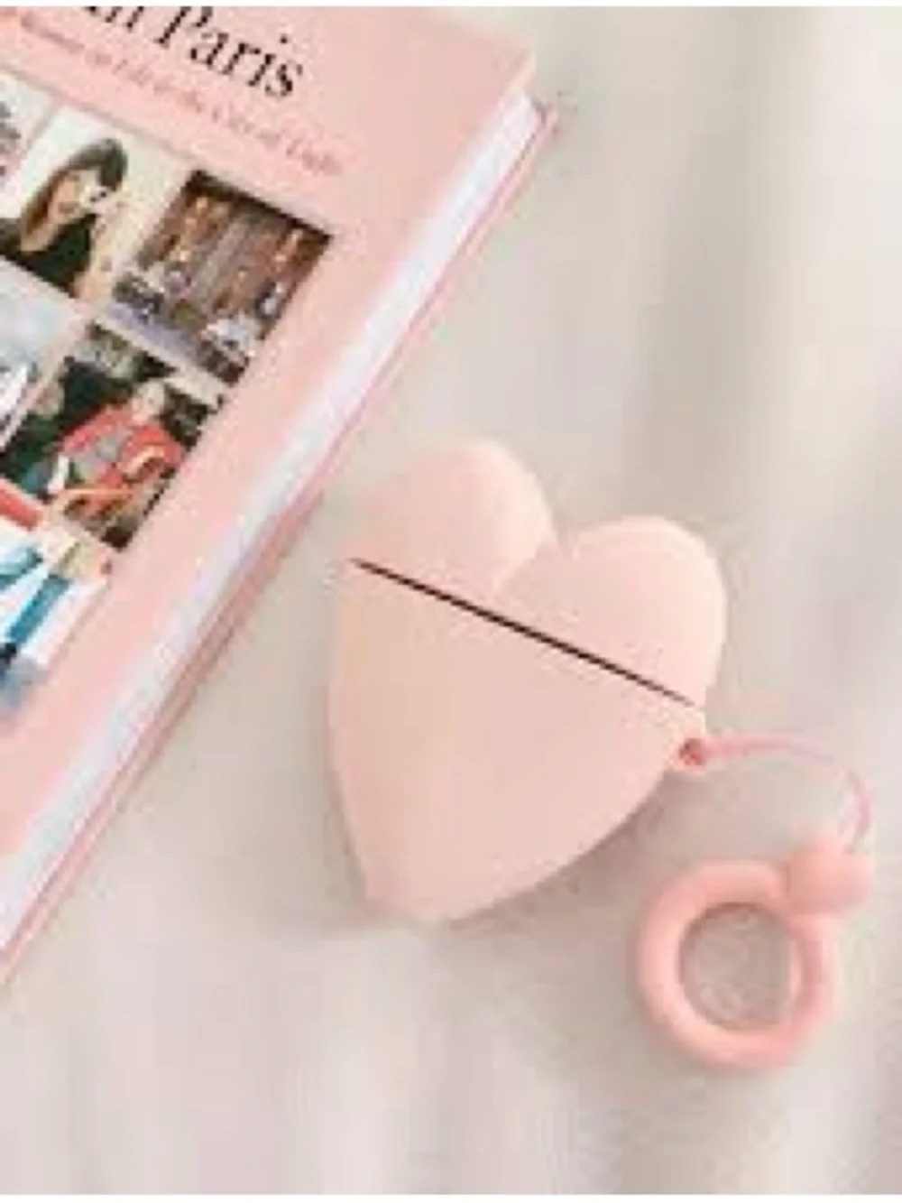 Heart-Shaped Wireless Earbud Case with Ring - Pink